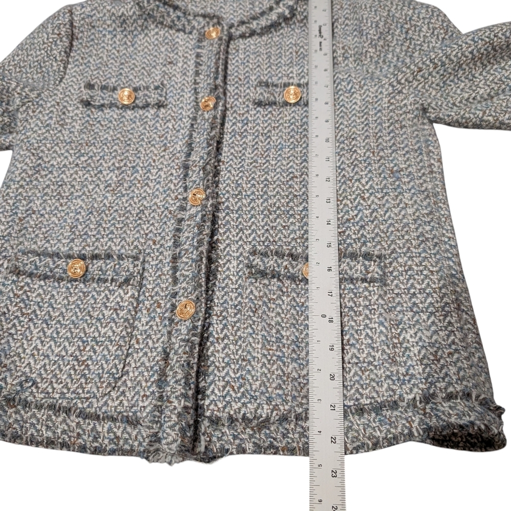 Chouyatou Women's Houndstooth Tweed Jacket Button Down Fringed Tassel Sz Small - Picture 10 of 11